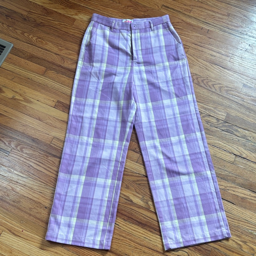A bathing ape plaid purple pants